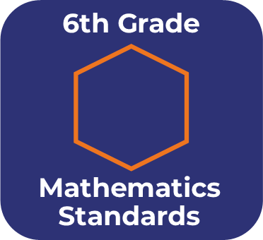 Blue icon with and orange hexagon that links to sixth grade mathematics standards