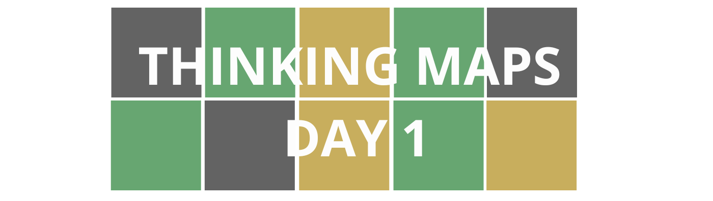 Colorful Wordle style blocks with course title "Thinking Maps Day 1" that is linked to course registration.