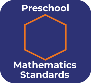 Blue icon with and orange hexagon that links to preschool mathematics standards