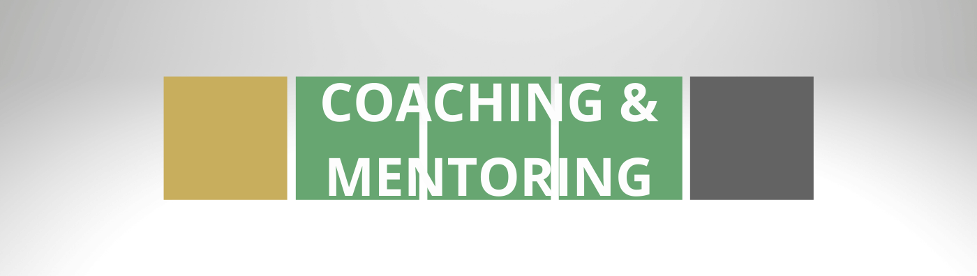 Colorful Wordle style blocks with Coaching & Mentoring title
