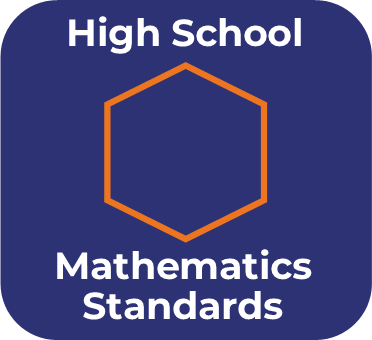 Blue icon with and orange hexagon that links to high school mathematics standards