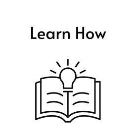 'Learn How' with image of a book and lightbulb